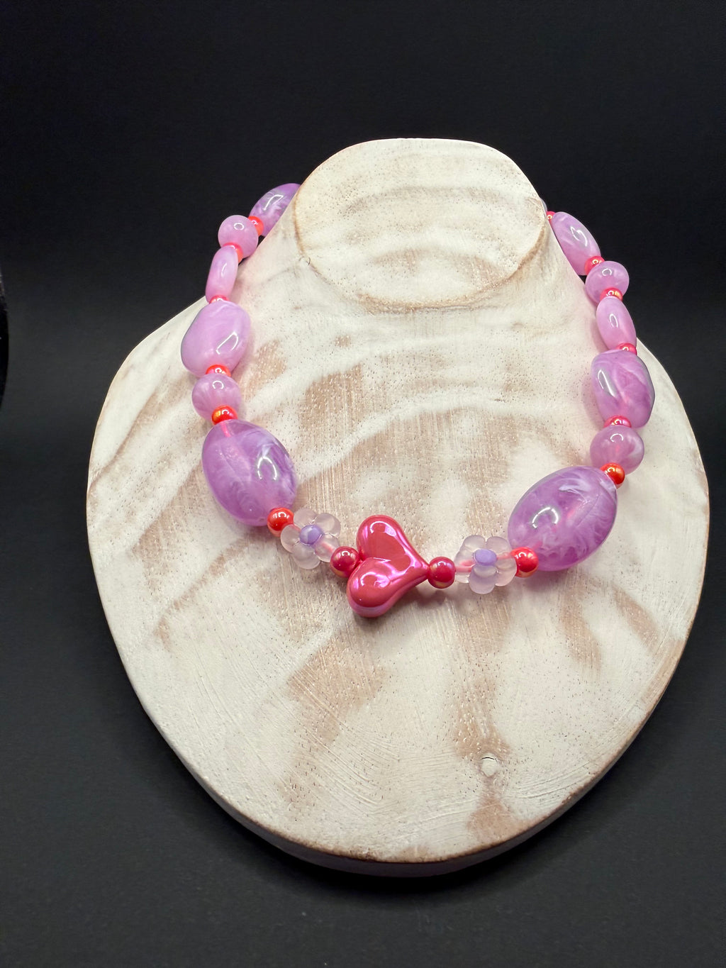 „Herz Flieder“  - Statement Kette