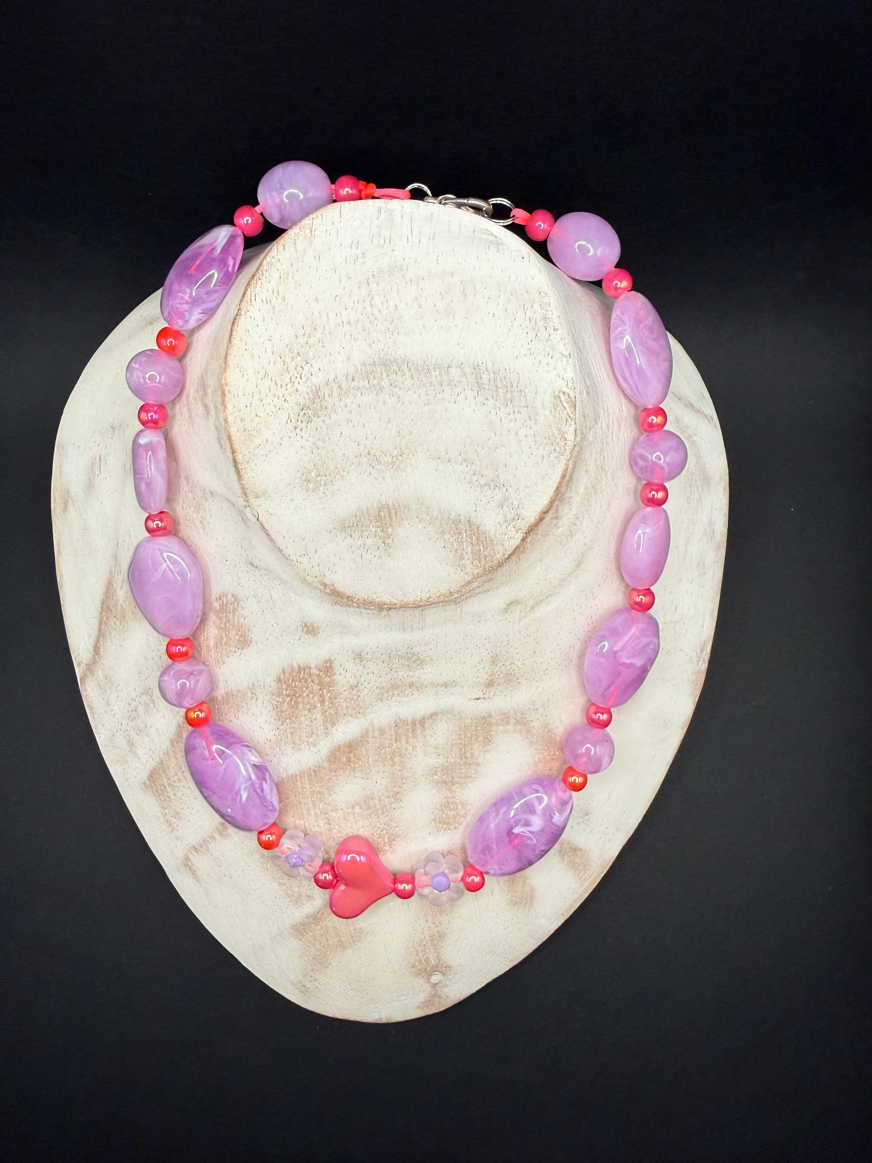 „Herz Flieder“  - Statement Kette