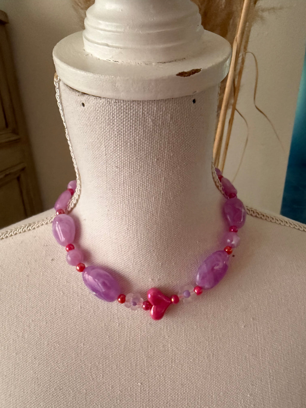„Herz Flieder“  - Statement Kette