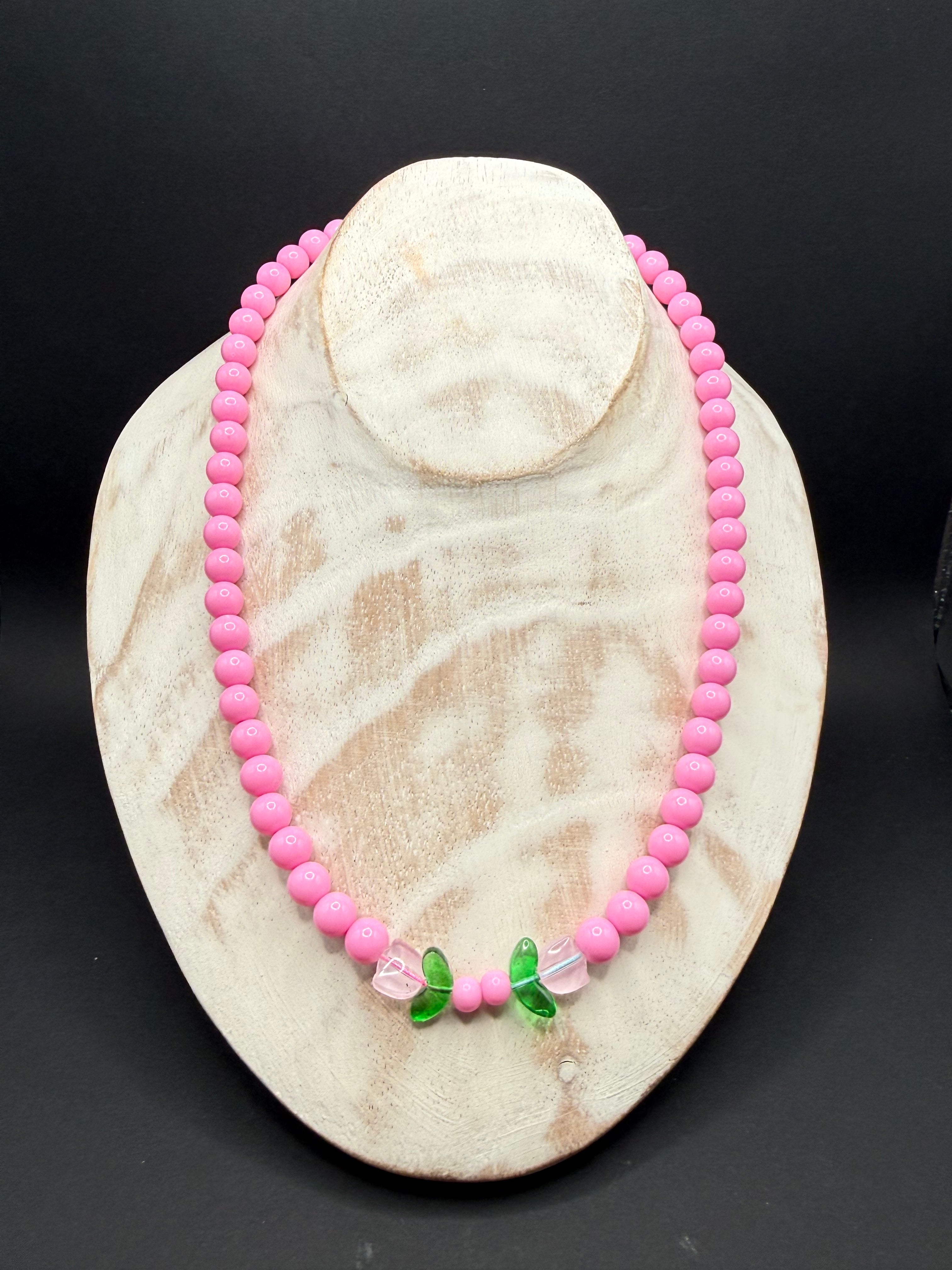 „Deich Blüte“ –  Kräftige Shiny Pink Kette