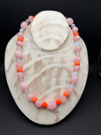 " Deich-Diva" – Rosa - Neonorange Perlenkette