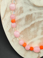 " Deich-Diva" – Rosa - Neonorange Perlenkette