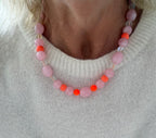 " Deich-Diva" – Rosa - Neonorange Perlenkette