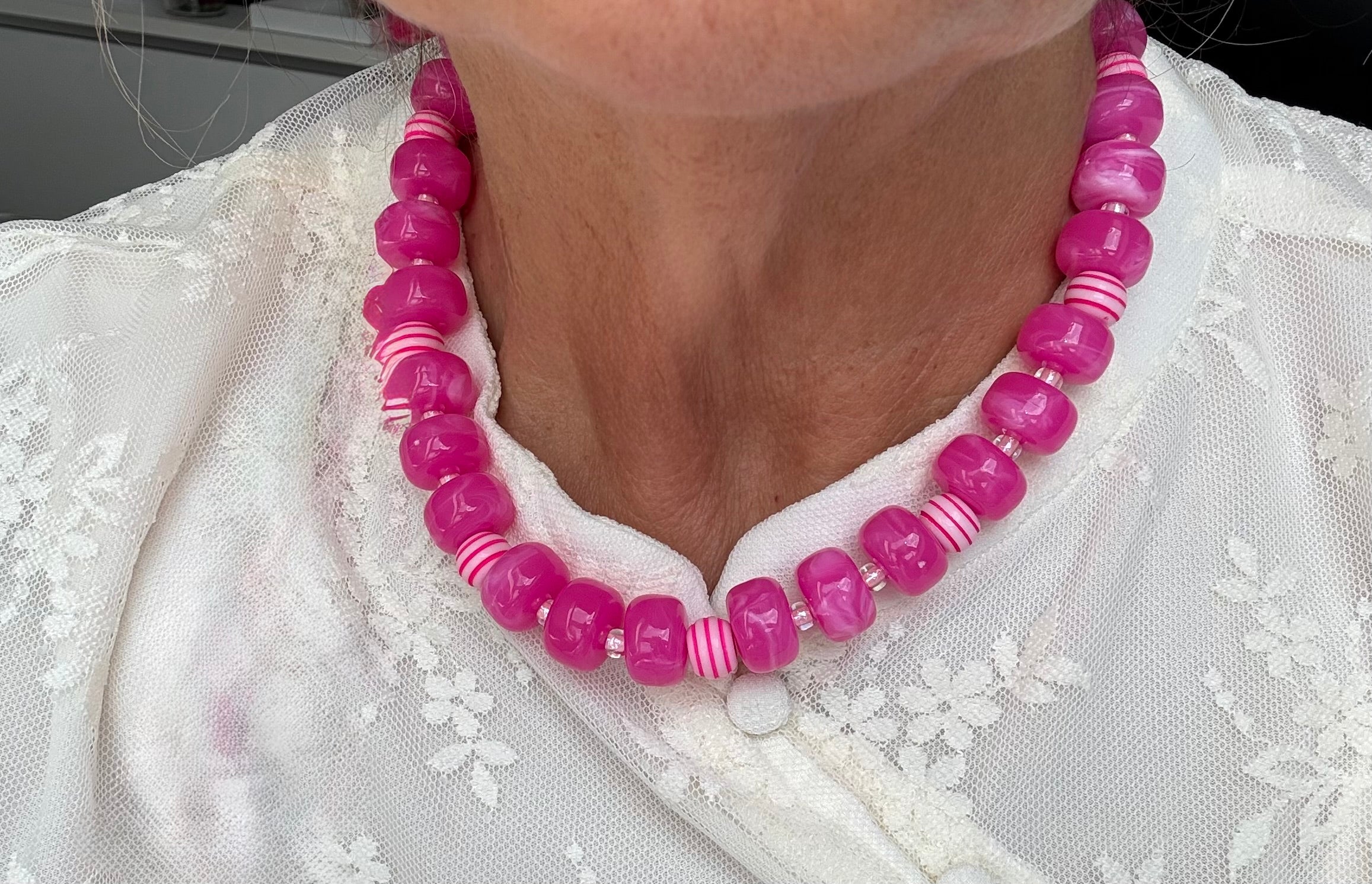 " Pinker Kluntje" – Pinke Perlenkette